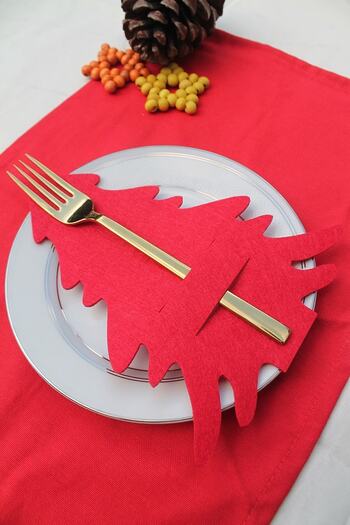 evdeucuz Christmas Tree Decorative Spoon Holder Serving Runner 6 Pieces