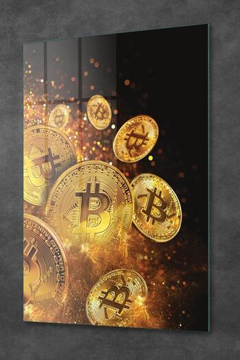 Decovetro Glass Table Bitcoin Gold