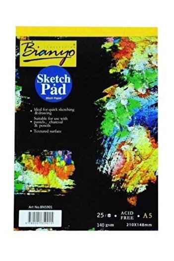 Bianyo Sketch Pad Sketchbook Black A5 25 Sheets 140 Gr