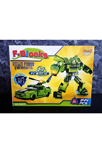 Furkan Toys 344-Piece Titan Form Heroes 2 In 1 Robot Transforming Lego Set