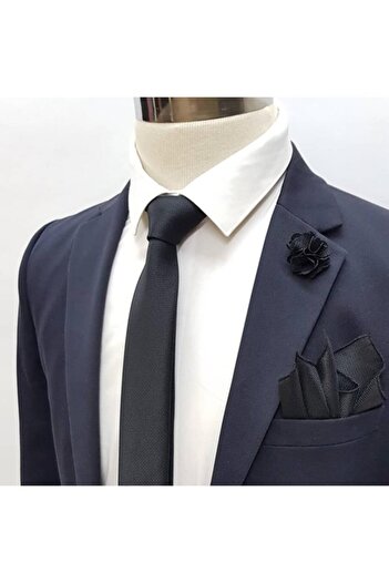 Brianze Black Tie Handkerchief Collar Flower Set Kmd-10