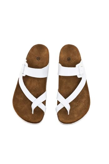 JustBow Λευκές παντόφλες Unisex