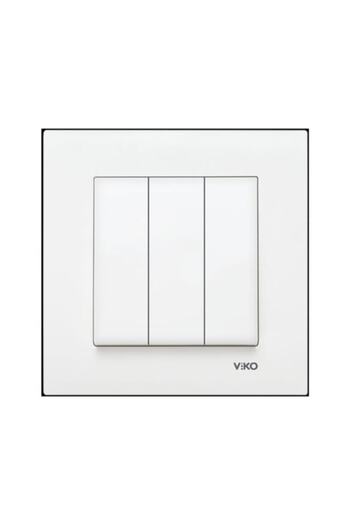 VİKO Square Model Triple Switch Including White Frame