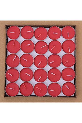 Genel Markalar Kırmızı Dekoratif Kokusuz Tealight Mum Tea Light Mum 50 Adet – Mum & Kandil