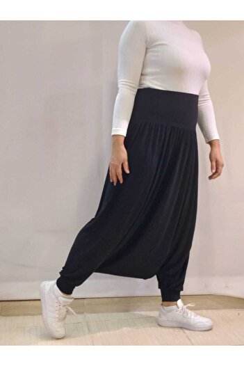 Mertcan Butik Black Viscose Shalwar with Drawstring Waist