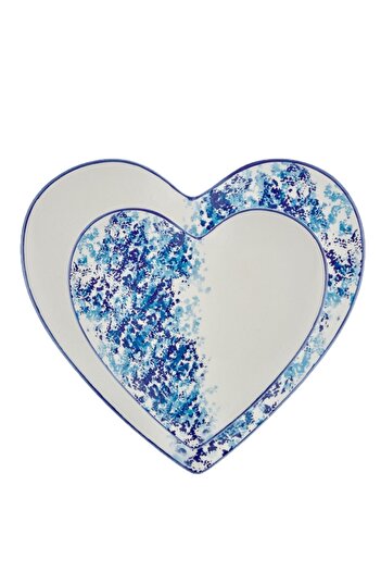 SETABIANCA Heart Shaped Blue Cloudy Set of 2 Plates