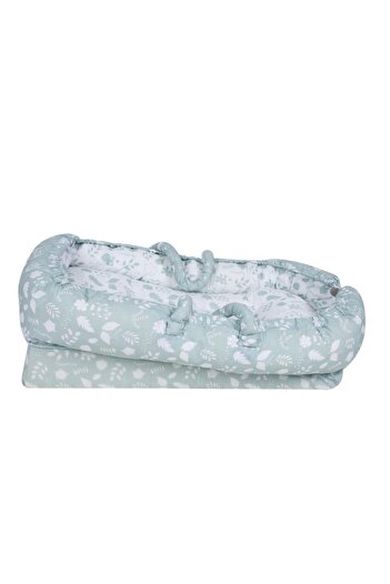 Sevi Bebe Unisex Green Leaf Pattern Mother's Side Baby Bed Art-273