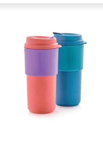 Tupperware Tea Coffee Carrying Glasses 2 Pack 490 ml