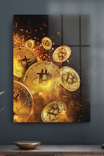 Decovetro Glass Table Bitcoin Gold