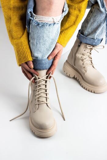 Lal Shoes & Bags Blisse Thick Sole Γυναικείες Μπότες-κρέμα