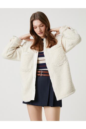 Koton Oversize βελούδινο πουκάμισο με τσέπες