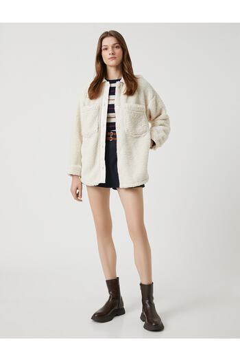 Koton Oversize βελούδινο πουκάμισο με τσέπες
