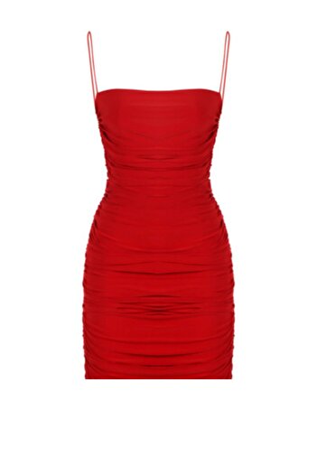 Whenever Company Red Draped Strap Mini Dress