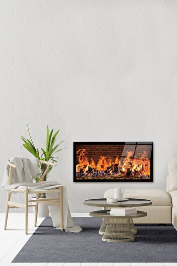Decorita Cam Tablo | Taşlı Şömine Görünümlü