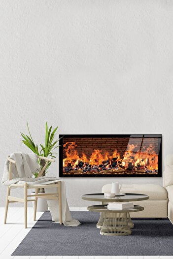 Decorita Cam Tablo | Taşlı Şömine Görünümlü