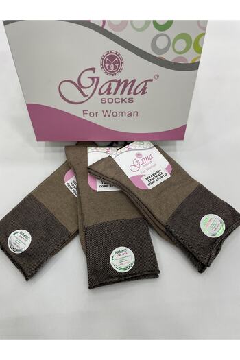 Gama Çorap 3 Pieces Bamboo 100% Natural Nylon-Free Elastic-Free (Diabetic) Thick Winter Women's Socks