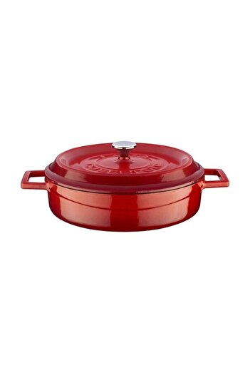 Lava Trendy Cast Iron 28cm Red Flat Pot Lv Y St3 28 Yk3