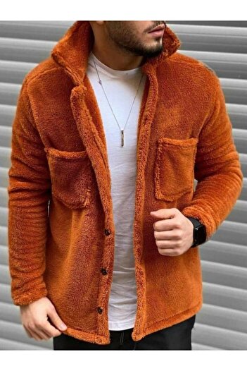 İnsane Minds Unisex Regular Fit Pocket Detailed Buttoned Plush Jacket