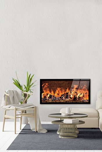 Decorita Cam Tablo | Taşlı Şömine Görünümlü