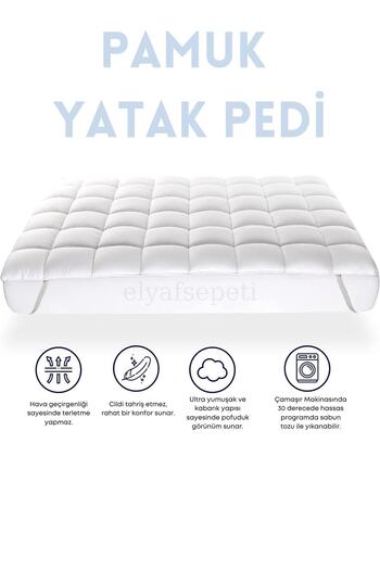 Elyaf Sepeti 100% Cotton Filled Mattress Protector Mattress Pad with Four Corners Elastic