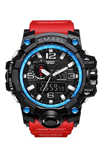 SMAEL Men's Wristwatch Analog Digital Sports Black Fashion Trend Watch Red 1545