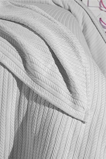 Mulberry Knitted Pique Blanket 100% Cotton Thick Yarn, Soft Double 220*240 - White