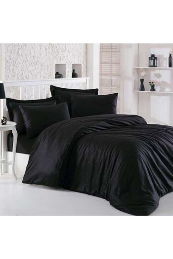 Mulberry Hermosa Ranforce Cotton Double Duvet Cover Set - Black