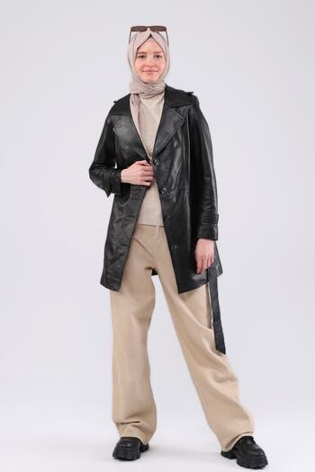 CE-YIL DERİ ÜRÜNLERİ Women's Genuine Leather Jacket