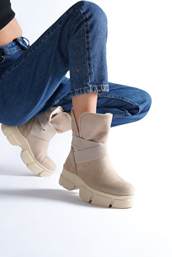 Modavien Women's Fur Lined Elastic Thick Soled Boots
