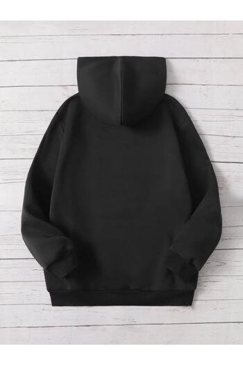 Mythologie Φούτερ τσέπες καγκουρό με στάμπα Unisex Oversize Μαύρη κουκούλα 1990
