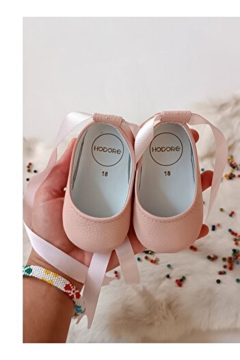 Hodore Fiore Genuine Leather Baby Ballerina Loafer Powder