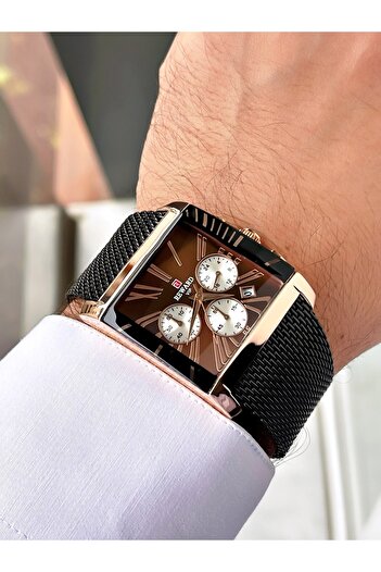 Reward Black Color Rose Gold Square Model Men's Wristwatch