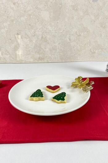 MAY HOME Porcelain Footed Serving Plate (with gold Butterfly Detail)