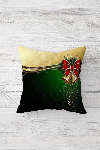 on the clouds New Year's Bell and Plaid Pattern Combination Hidden Zippered Throw Pillow Cover Seat Pillow Cover Set (4pcs)