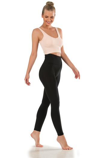 PROSLİM Women's Black Corseted Long Sports Tights Gathering High Waist Seamless Knitted