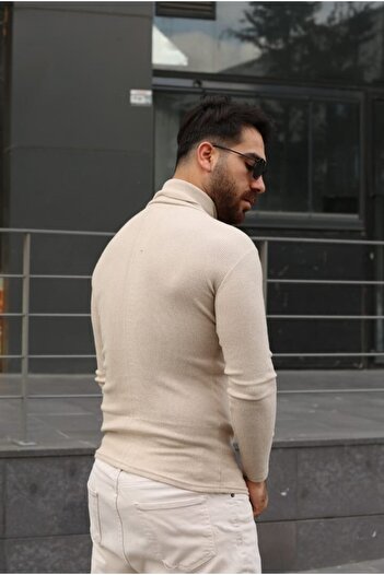 FATELLA Erkek Tam Boğazlı Slim Fit Model Triko Balıkçı Yaka Kazak