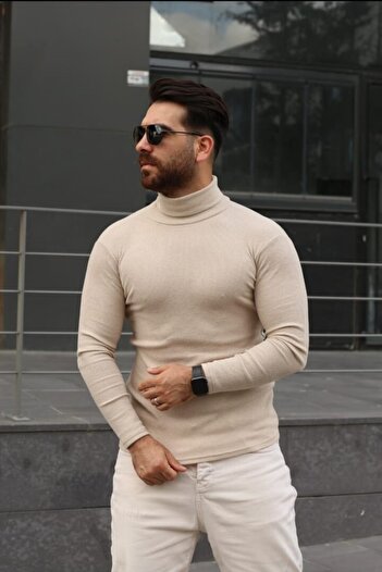 FATELLA Erkek Tam Boğazlı Slim Fit Model Triko Balıkçı Yaka Kazak