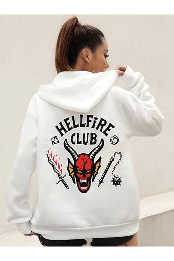 DEEPSENCE Γυναικείο φούτερ με κουκούλα Owersize Hellfire Culup με στάμπα