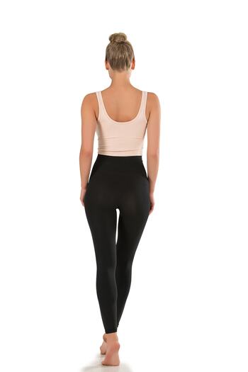 PROSLİM Women's Black Corseted Long Sports Tights Gathering High Waist Seamless Knitted