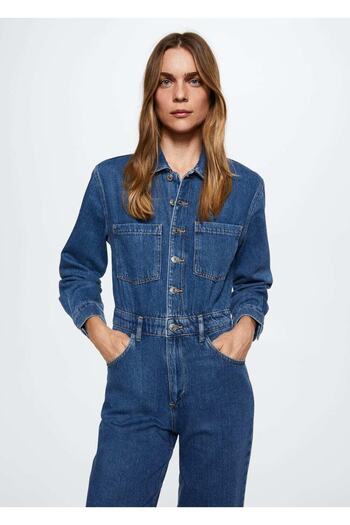 MANGO Woman Salopetă lungă din denim