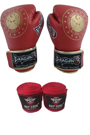 Dragon 30218-P Martina Federation Approved Muay Thai Sparring Glove and Bat 2000 Bandage Set of 2