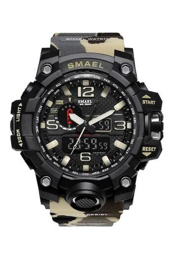 SMAEL Men's Wristwatch Analog Digital Sport Black Fashion Trend Watch Camouflage Khaki 1545