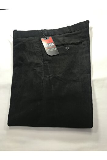 BUGİ GİYİM Men's Black Classic Cut Velvet Trousers