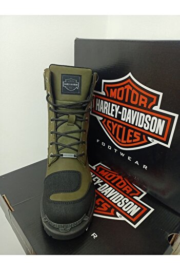 Harley Davidson Rıddıck Yeşil Hakiki Deri Bot
