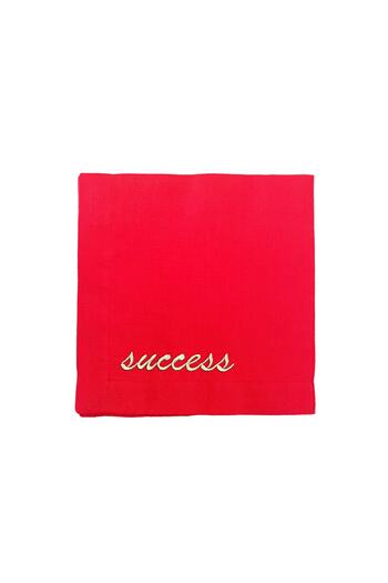ge living Success Patterned Red Linen Serving Napkin 45 X 45