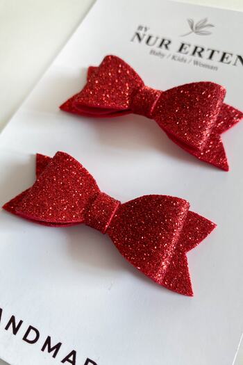 By Nur Erten Glittery Bow Glitter Sparkling Children's Buckle
