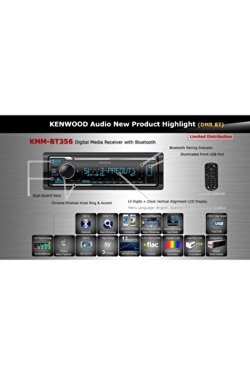 Kenwood Kmm-bt358 3amfi Çıkışlı Oto Teyp- Tr Garantlı Bluetooth