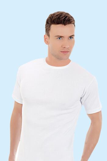 Ceylanoğlu 3' Black Rib Men's Crew Neck Half Sleeve Undershirt