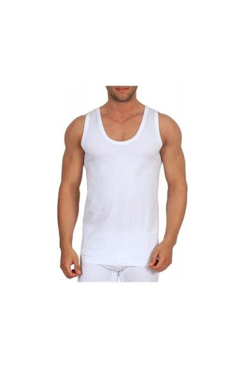 Tutku Pack of 6 Cotton Combed White Men's Tank Top