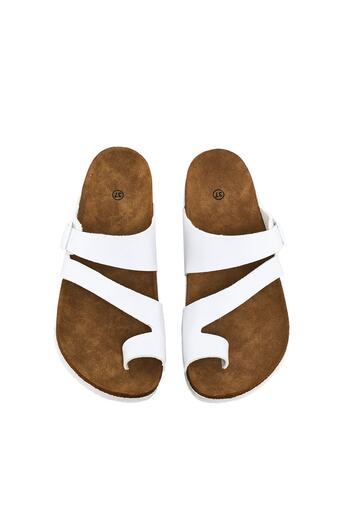 JustBow Λευκές παντόφλες Unisex